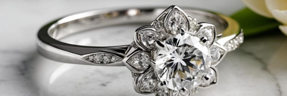 flower white gold engagement ring 1