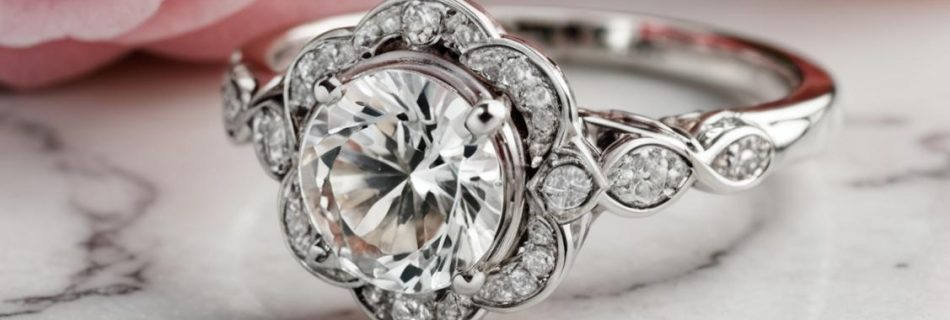rose engagement ring white gold 1